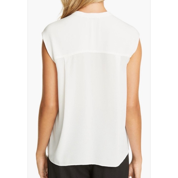 Vince Tie Neck Sleeveless 100% Silk Blouse in Off-White | XL | NWT - Picture 15 of 16